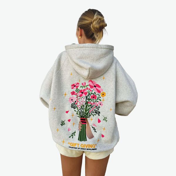 Dandy “Gift Giving” Oversized Lux Hoodie in Heather Gray