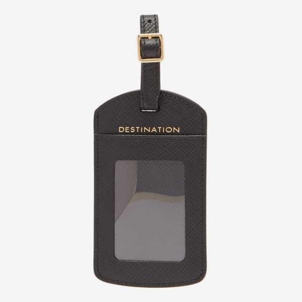 Smythson Panama Leather Luggage Tag a sleek black leather luggage tag with a gold buckle accent and embossed with the DESTINATION logo. The Strategist - 48 Things on Sale You’ll Actually Want to Buy: From Sunday Riley to Patagonia