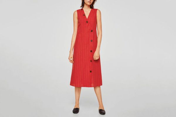 Mango Striped Linen Dress