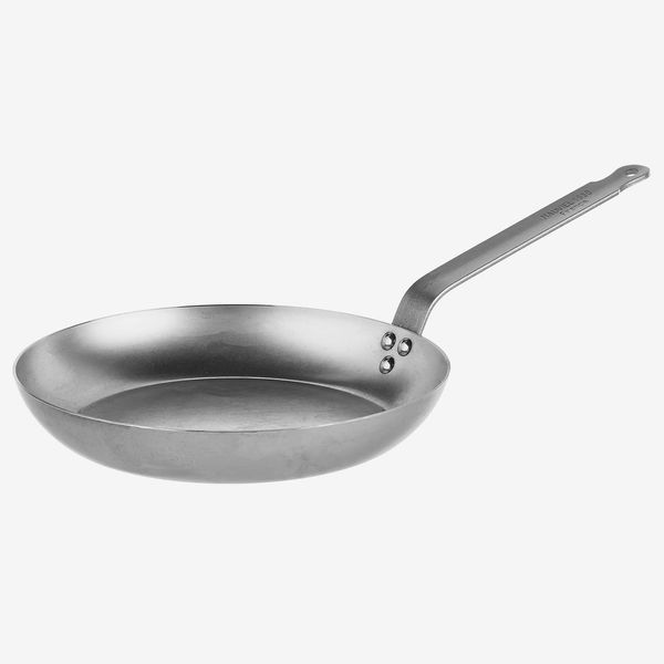 Mauviel M’STEEL Black Carbon Steel Round Frying Pan With Iron Handle, 11-In