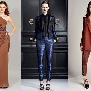 From left: new pre-fall looks from Carolina Herrera, Jason Wu, and Rachel Roy.