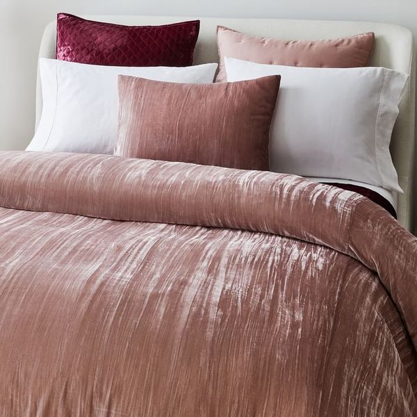 West Elm Crinkle Velvet Duvet Cover