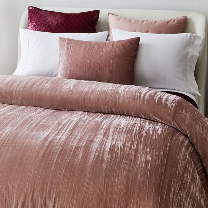 West Elm Crinkle Velvet Duvet Cover and Sham Set Sale 2021 The Strategist