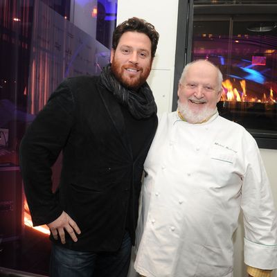 Pictured with Scott Conant, Richard (right) loves chefs, kisses, jewels, chocolate cake, and NYC.