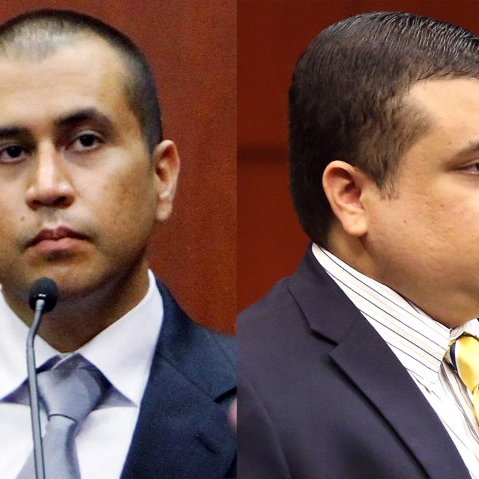 SANFORD, FL- APRIL 20: George Zimmerman (L) sits on the stand as he answers questions from his his attorney Mark O'Mara in a Seminole County courtroom during his bond hearing on April 20, 2012 in Sanford, Florida. Trayvon Martin was shot by George Zimmerman, a member of a neighborhood watch in Sanford, Florida, who has been charged with second degree murder in the shooting. Bail was set at $150,000 and Zimmerman and could be released from jail as he awaits trial as early as April 21. (Photo by Gary Green/The Orlando Sentinel-Pool/Getty Images)