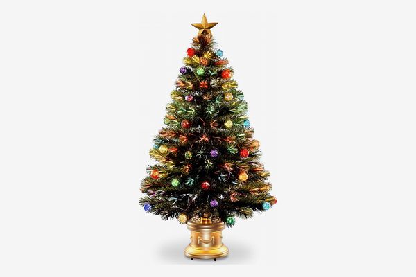National Tree 48 Inch Fiber Optic Ornament Fireworks Tree with Gold Top Star