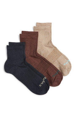 Bombas Assorted Marl Quarter Crew Socks - 3-Pack