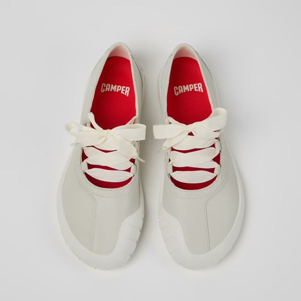 Camper Peu Path+ White Leather Ballerinas