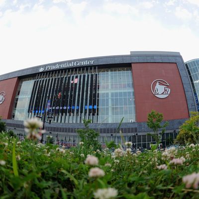 NEWARK, NJ - JUNE 02: An exterior view of the Prudential Center seen before Game Two of the 2012 Stanley Cup Final between the New Jersey Devils and the Los Angeles Kings on June 2, 2012 in Newark, New Jersey. (Photo by Noah Graham/NHLI via Getty Images)