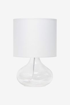 Simple Designs Glass Raindrop Fabric Shade Table Lamp