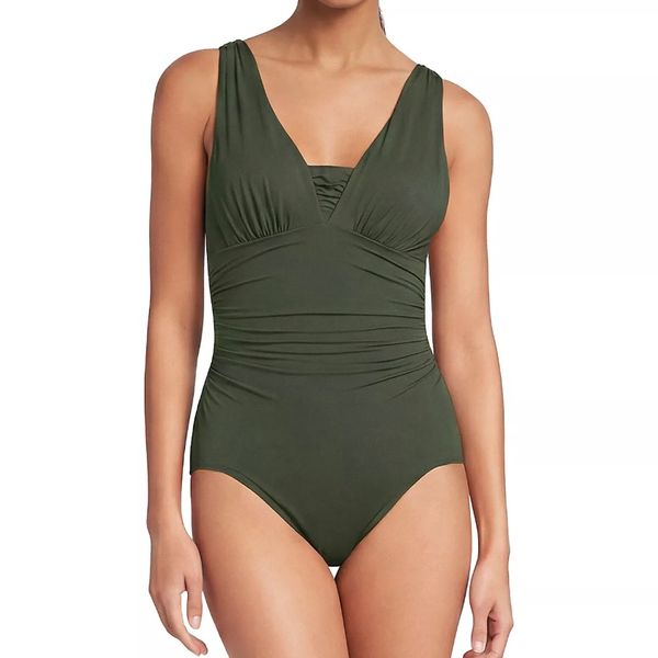 Lands' End SlenderSuit Grecian Adjustable Low Leg One-Piece