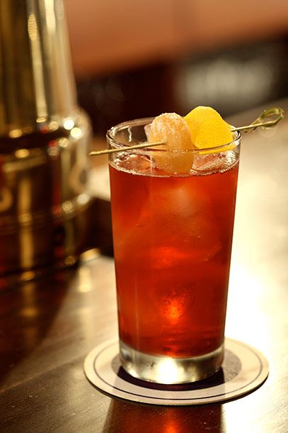 Bill'z Royal Rickey, made with Aylesbury Duck vodka, Cedia Acai Berry, Chartreuse and fresh ginger lemonade.