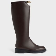 Charles & Keith Chain-Link Cut-Out Knee-High Boots - Dark Brown