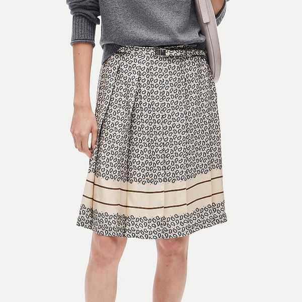 J.Crew Pleated Prep Skirt in Twill Scarf Print
