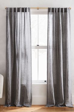 West Elm Semi-Sheer European Flax Linen Melange Curtain (Slate, 96”)