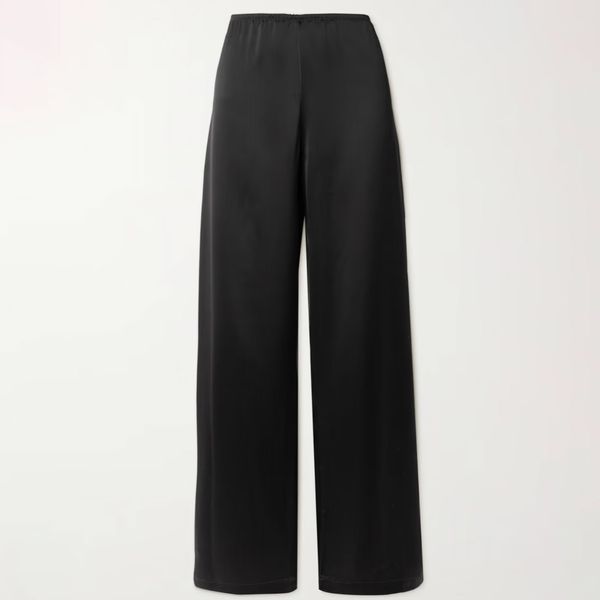 Leset Barb Washed-Satin Wide-Leg Pants