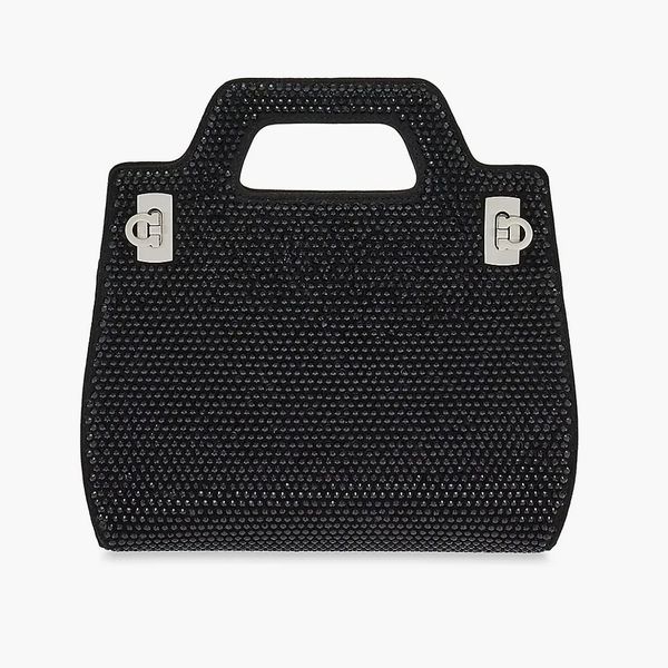 Ferragamo Wanda Embellished Leather Top Handle Bag