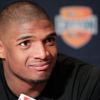 Missouri senior defensive lineman Michael Sam speaks to the media during an NCAA college football news conference, Wednesday, Jan. 1, 2014, in Irving, Texas. Missouri takes on Oklahoma State in the Cotton Bowl on Friday in Arlington, Texas. (AP Photo/Brandon Wade)