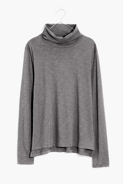 Madewell Whisper Cotton Turtleneck (Heather Iron)