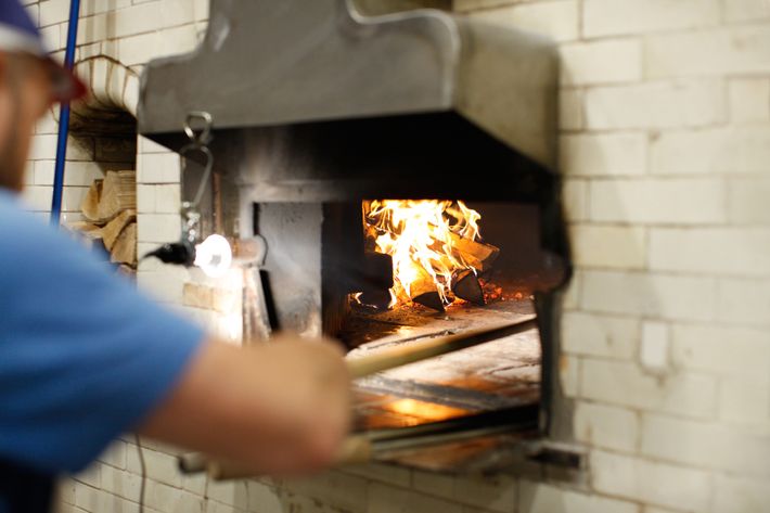 Workin' the oven.