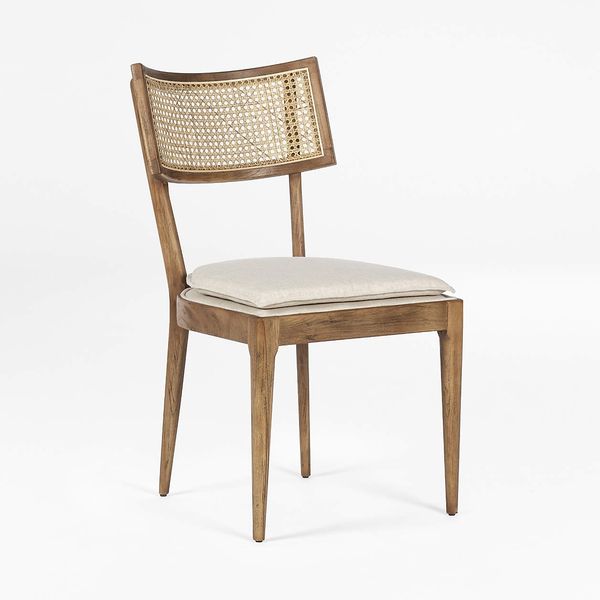 Crate & Barrel Libby Light Brown Wood and Natural Cane Dining Chair