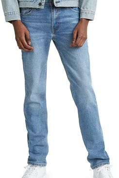 BoohooMAN Cotton Plus Slim Fit Jean in Mid Blue Blue Mens Clothing Jeans Slim jeans for Men 