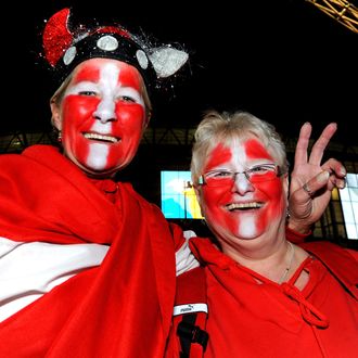 LONDON, ENGLAND - MARCH 05: Fans soak up the atmopshere on Wembley Way ahead of the International Friendly match between England and Denmark at Wembley Stadium on March 5, 2014 in London, England. (Photo by Steve Bardens - The FA/The FA via Getty Images)