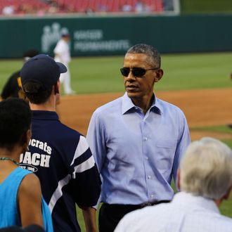 US President Watches The Congressional Baseball Game