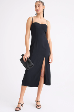 ASOS DESIGN Maternity v neck midi slip dress in black