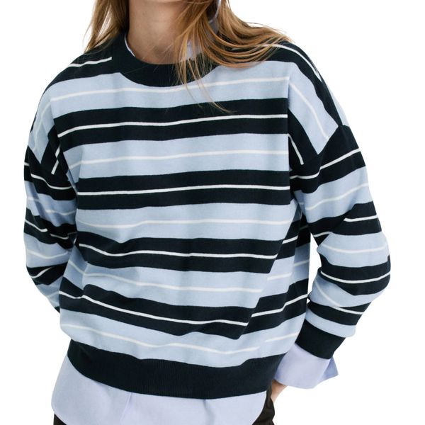 Mango Mixed Stripe Crewneck Sweater