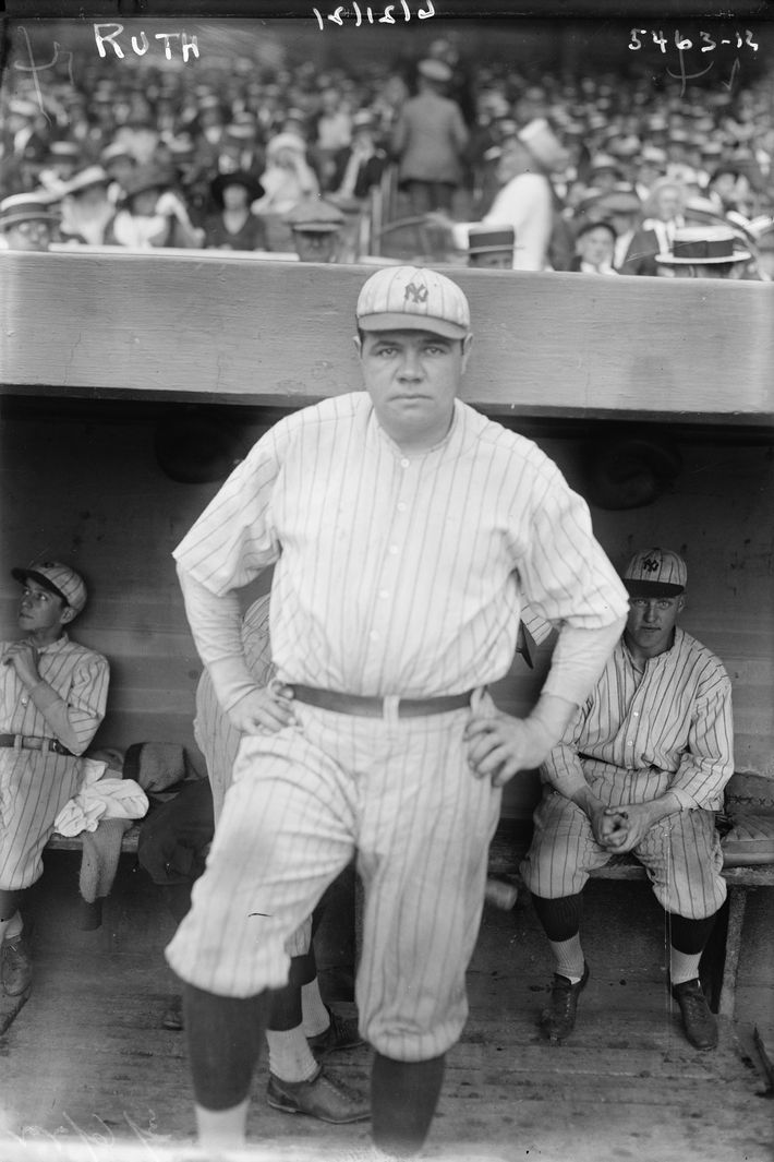 The first true superstar sports celebrity: Babe Ruth of the New York Yankees.