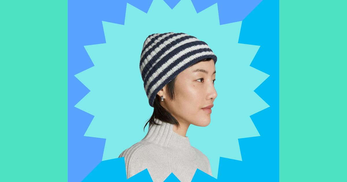Everlane the Cashmere Beanie Tapenade, Multi Stripe Everlane Cashmere Is On Major Sale for 1 Day Only - PureWow main image 4