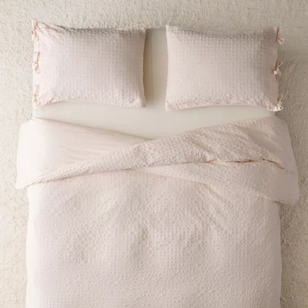 Urban Outfitters Seersucker Tied Trim Cotton Duvet Cover