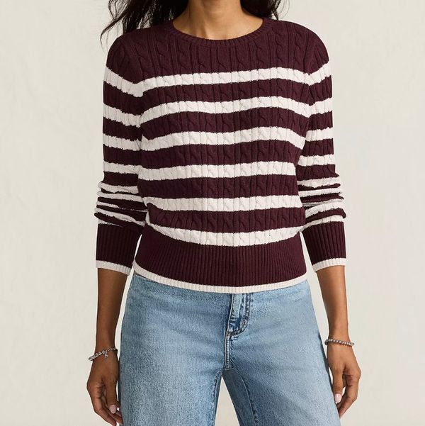 Lands' End Women's Drifter Modern Cable Crew Sweater