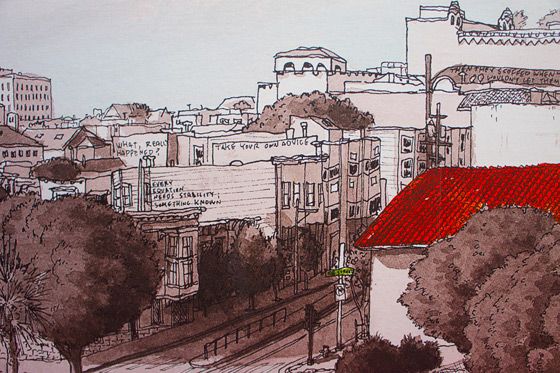 Mural detail, including hidden quotes.