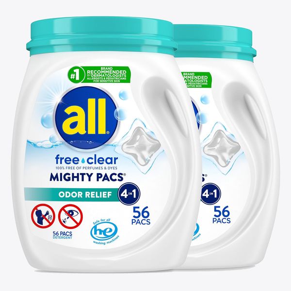 All Free and Clear Laundry Detergent Mighty Pacs - 56 Count, 2-Pack