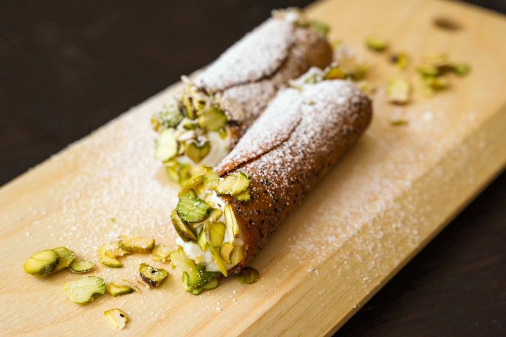 Cannoli, ricotta, orange, poppy seed, pistachio.