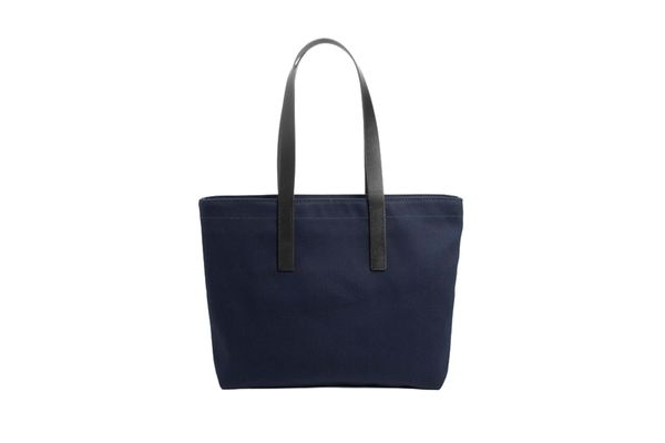 blue everlane twill zip tote- strategist best travel accessories and best tote bag