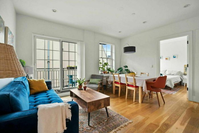 Living room with large windows.