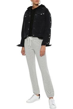 Monrow Pinstriped French-Terry Track Pants