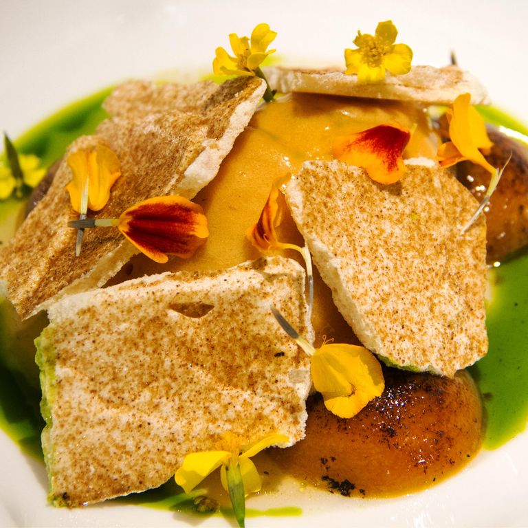 石果冰糕用梅斯卡尔调味，配上amchoor蛋白霜。