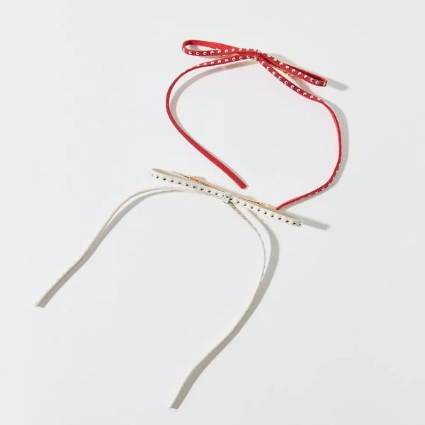 Urban Outfitters Studded Suede Hair Bow Clip Set