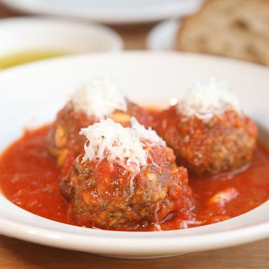 "These are definitely saucy balls ... A little too much raw garlic for me. The sauce is good. The meatballs are tender, they have more of a homemade feel. I think they could be a little smaller, but I know what they're going for."TOTAL POINTS: 4