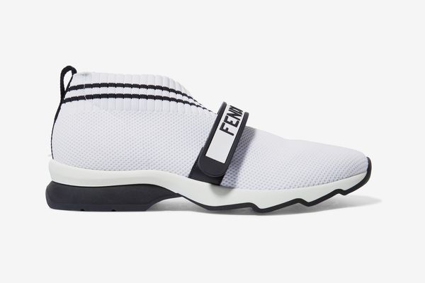 Fendi Rockotop logo-print stretch-knit and mesh slip-on sneakers