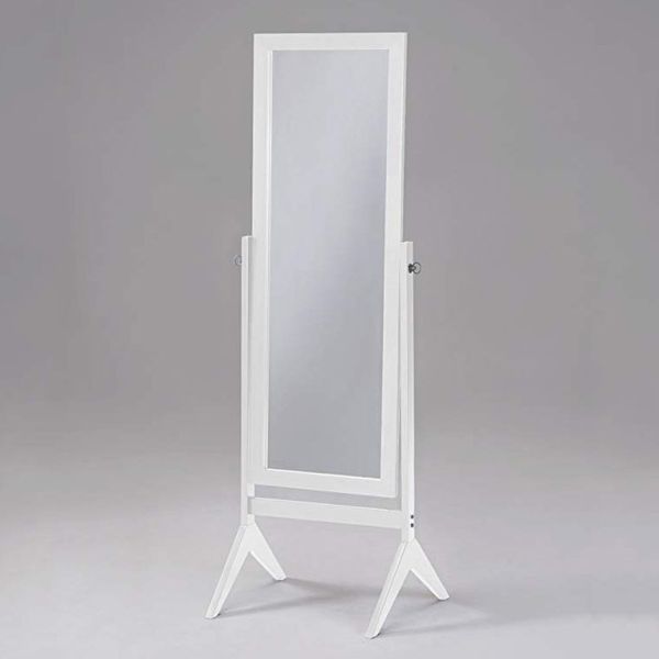 eHomeProducts White Finish Wooden Cheval Bedroom Free Standing Floor Mirror