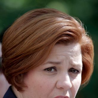 New York City Council Speaker Christine Quinn speaks at a news conference in New York. 