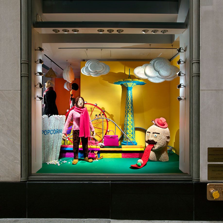 Hermès Holiday Windows Feature Don Porcella, Lucy Sparrow