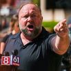 Alex Jones Speaks To The Media Outside The Sandy Hook Trial In Waterbury, Connecticut