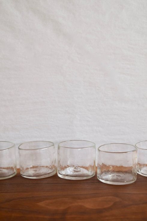 large round drinking glasses