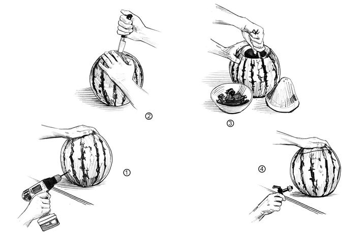 Simple steps to make a watermelon keg.